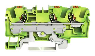 WAGO 2206-1307 Bloque de Terminal c/Montaje en Riel DIN, 3 Posiciones, 20 AWG, 8 AWG, 6 mm², Push-In, 41 A
