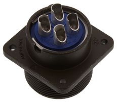 AMPHENOL INDUSTRIAL 97-3102A22-22P Circular Connector, 97 Series, MIL-DTL-5015 Series, Box Mount Receptacle, 4 Contacts, Solder Pin