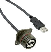 AMPHENOL PCD USBFTV2SA2G10A USB Cable, Type A Receptacle to Type A Plug, 1 m, 3.3 ft, USB 2.0