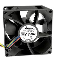 DELTA ELECTRONICS QFR0812UH-CX14 DC Axial Fan, 12 V, Square, 80 mm, 25.4 mm, Ball Bearing, 70.24 CFM