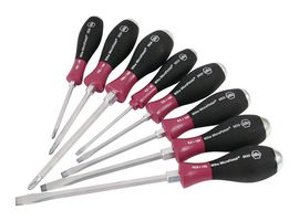 WIHA 53398 Juego de Destornilladores, Extra Rudo, 8 Piezas Plano 4.5, 5.5, 6.5, 8, 10mm, Phillips #1, #2, #3