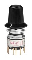 NKK SWITCHES MRK112-BA Interruptor Giratorio, Sellado, Tapa Negra, 12 Posiciones, 1 polos, 30 °, 28 V, MR Series