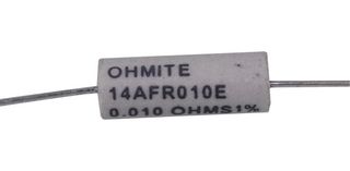 OHMITE 14AFR010E Current Sense Resistor, 10 mohm, 14A Series, 4 W, Ceramic, Axial Leaded, ± 1%