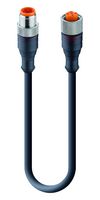 LUMBERG AUTOMATION RST 5-RKT 5-228/3 M Sensor Cable, A Coded, Black, M12 Plug, M12 Receptacle, 5 Positions, 3 m, 9.8 ft