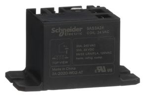 SCHNEIDER ELECTRIC/LEGACY RELAY 9AS3A24 Relevador de Potencia, SPST-NO, 24 VAC, 30 A, Harmony 9A Series, Montaje en Panel