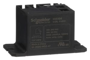 SCHNEIDER ELECTRIC/LEGACY RELAY 9AS3D5 Relevador de Potencia, SPST-NO, 5 VDC, 30 A, Harmony 9A Series, Montaje en Panel