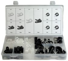 MULTICOMP PRO MP014766 Clamp Set, Nylon & Rubber Coated, 90 Pieces, 1/4", 1/8", 3/16", 3/8", 5/16", 7/16" Clamp Assortment