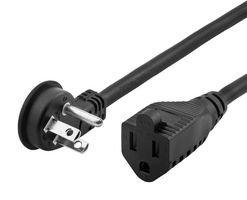 STEWART CONNECTOR PC-ALPDK001F Cable de Alimentación, 16AWG, NEMA 5-15P a NEMA 5-15R, 304.8 mm, 13 A, 125 V, Negro