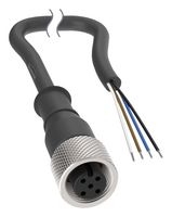 BANNER ENGINEERING BC-M12F4-U22-5-CB60 Cable de Sensor, Codificado A, Negro, M12 Hembra, Extremo Libre, 4 Contactos, 5 m, 16.4 ft
