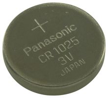 PANASONIC BATTERIES CR1025 Batería, 3 V, Celda de Botón, Dióxido de Manganeso-Litio, 30 mAh, Contacto a Presión, 1