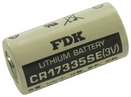 FDK CR17335SE Batería, 3 V, 2/3A, Litio, 1.8 Ah, Positivo Elevado y Negativo Plano, 1