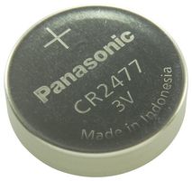 PANASONIC BATTERIES CR2477 Battery, 3 V, Coin Cell, Lithium, 1 Ah, Flat Top, 1