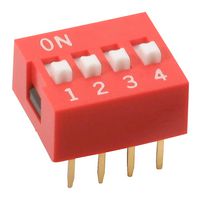 E-SWITCH KAS1104RT Interruptor DIP / SIP, 4 Circuitos, Deslizante, Through Hole, SPST-NO, 24 V, 25 mA