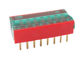 E-SWITCH KAS1108ET DIP / SIP Switch, 8 Circuits, Slide, Through Hole, SPST-NO, 24 V, 25 mA