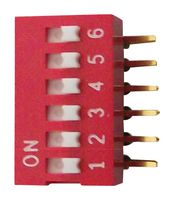 E-SWITCH KAS2106E DIP / SIP Switch, 6 Circuits, Slide, Through Hole, Right Angle, SPST-NO, 24 V, 25 mA