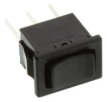 E-SWITCH R1966IBLKBLKEP Rocker Switch, (On)-Off-(On), SPDT, Non Illuminated, Panel, Snap-In, Black, R1966 Series