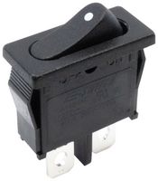 E-SWITCH R6BBLKBLKAF Rocker Switch, (On)-Off, SPST, Non Illuminated, Panel, Snap-In, Black, R6 Series