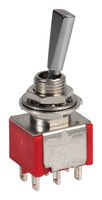 E-SWITCH 100DP1T6B11M1REH Interruptor (Switch) de Palanca, Miniatura, Encendido-Encendido, DPDT, No Iluminado, Serie 100