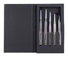 TRONEX K5HP-TA-CH Tweezers Set, High Precision, 1/2A/3C/5/7, Titanium Grade 1 Body, 5 Pieces