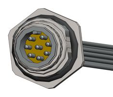 NORCOMP MPM12A08I12BR03 Cable de Sensor, M12 Macho, Extremo Libre, 8 Contactos, 304.8 mm, 12 ", VULCON Series