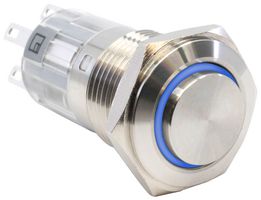 E-SWITCH PV16H2B0SS-343 Interruptor (Switch) Antivandalismo, Iluminación de Anillo/6V LED24, PV16 Series, 16 mm, SPDT