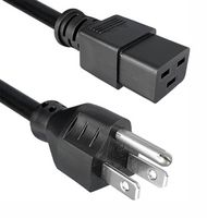 QUALTEK ELECTRONICS 225003-01 Cable de Alimentación, NEMA 5-15P a IEC 60320 C19, 2.5 m, 15 A, 125 V, Negro