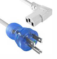QUALTEK ELECTRONICS 240003-06 Cable de Alimentación, Grado Hospital, NEMA 5-15P a IEC 60320 C13 de 90°, 3 m, 10 A, 125 V, Gris