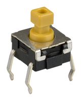 OMRON ELECTRONIC COMPONENTS B3W-1052 Tactile Switch, B3W Series, Top Actuated, Through Hole, Plunger for Cap, 230 gf, 50mA at 24VDC