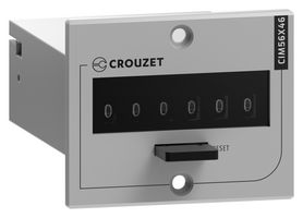 CROUZET 99775612 Impulse Counter, 6 Digit, 0.16" H, 21.6V to 26.4 VDC, -5 °C to 50 °C, CIM56x46 Series