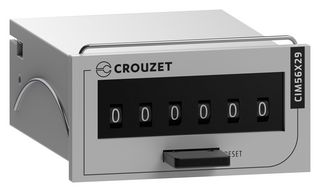 CROUZET 99774612 Impulse Counter, 6 Digit, 0.16" H, 21.6V to 26.4 VDC, -5 °C to 50 °C, CIM56x29 Series