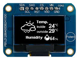 MIDAS DISPLAYS MDOB128064VV-WM Graphic OLED, 128 x 64 Pixels, White on Black, 3V, I2C, SPI, 38mm x 28.5mm, -40 °C