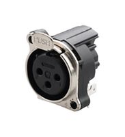 REAN RRX3F-B-020-0 XLR Connector, Horizontal, 3 Contacts, Receptacle, Panel PCB Mount, Gold Plated Contacts