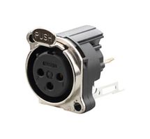 REAN RRX3F-B-022-0 XLR Connector, Vertical, 3 Contacts, Receptacle, Panel PCB Mount, Gold Plated Contacts