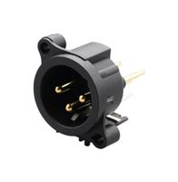 REAN RRX3M-AA-003-0 XLR Connector, Vertical, 3 Contacts, Plug, Panel PCB Mount, Gold Plated Contacts