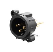 REAN RRX3M-AA-013-0 XLR Connector, Vertical, 3 Contacts, Plug, Panel PCB Mount, Gold Plated Contacts
