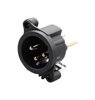 REAN RRX3M-AA-023-0 XLR Connector, Vertical, 3 Contacts, Plug, Panel PCB Mount, Gold Plated Contacts