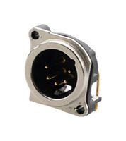 REAN RRX5M-B-021-0 XLR Connector, Horizontal, 5 Contacts, Plug, Panel PCB Mount, Gold Plated Contacts