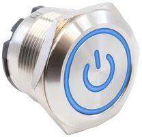 E-SWITCH PVHC7F23SS644 Interruptor (Switch) Antivandalismo, Iluminación de Anillo, LED 12V, PVHC7 Series, 22 mm