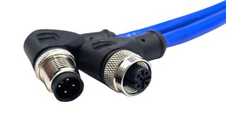 MUELLER ELECTRIC C84BD81M002 Cable de Sensor, Codificado-A, Azul, 90° M8 Macho, M8 90° Hembra, 4 Contactos, 2 m, 6.6 ft
