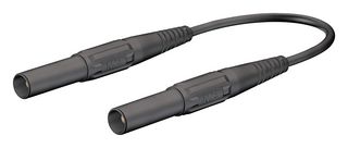 STAUBLI 66.9014-15021 Banana Test Lead, 4mm Banana Plug, Shrouded, 4mm Banana Plug, Shrouded, 5 ft, 1.5 m, Black, 19 A
