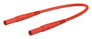 STAUBLI 66.9392-15022 Banana Test Lead, 4mm Banana Plug, Shrouded, 4mm Banana Plug, Shrouded, 5 ft, 1.5 m, Red, 32 A