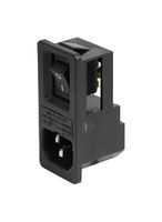 SCHURTER 4304.6061 Módulo entrada energía IEC sin filtrar, IEC C14, Propósito General, 10 A, 250 VAC, 2-Pole Switch