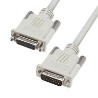 L-COM CS2N15MF-50 Computer Cable, D Sub 15 Position Plug, D Sub 15 Position Receptacle, 50 ft, 15.2 m, Light Gray
