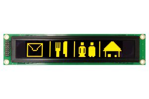 VISHAY O100H016HLPP5N0000 Graphic OLED, 100 x 16 Pixels, Yellow on Black, 5V, Parallel, SPI, 180mm x 40mm, -40 °C