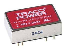 TRACO POWER TEN 5-2422 Convertidor CD/CD Pasante Aislado, ITE, DIP, 2:1, 6 W, 2 Salidas, 12 V