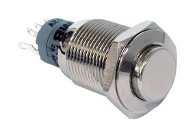 E-SWITCH PV3H2H0NN Vandal Resistant Switch, Nickel, PV3 Series, 16 mm, DPDT, On-(On), Round Raised, Natural