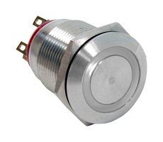 E-SWITCH PV4F230SS-334 Vandal Resistant Switch, Stainless Steel, PV4 Series, 19 mm, SPDT, On-On, Round Flat, Natural