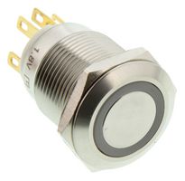 E-SWITCH PV4F2Y0SS-311 Interruptor (Switch) Antivandalismo, Acero Inoxidable, Serie PV4, 19 mm, SPDT-DB