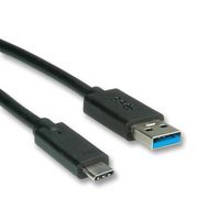 ROLINE 11.02.9010 USB Cable, USB Type A Plug, USB Type C Plug, 500 mm, 1.6 ft, USB 3.1, Black