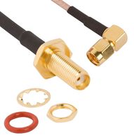 AMPHENOL RF 095-902-570-006 RF / Coaxial Cable Assembly, IP67, 6 ", 152.4 mm, RG316, SMA Right Angle Plug, SMA Bulkhead Jack